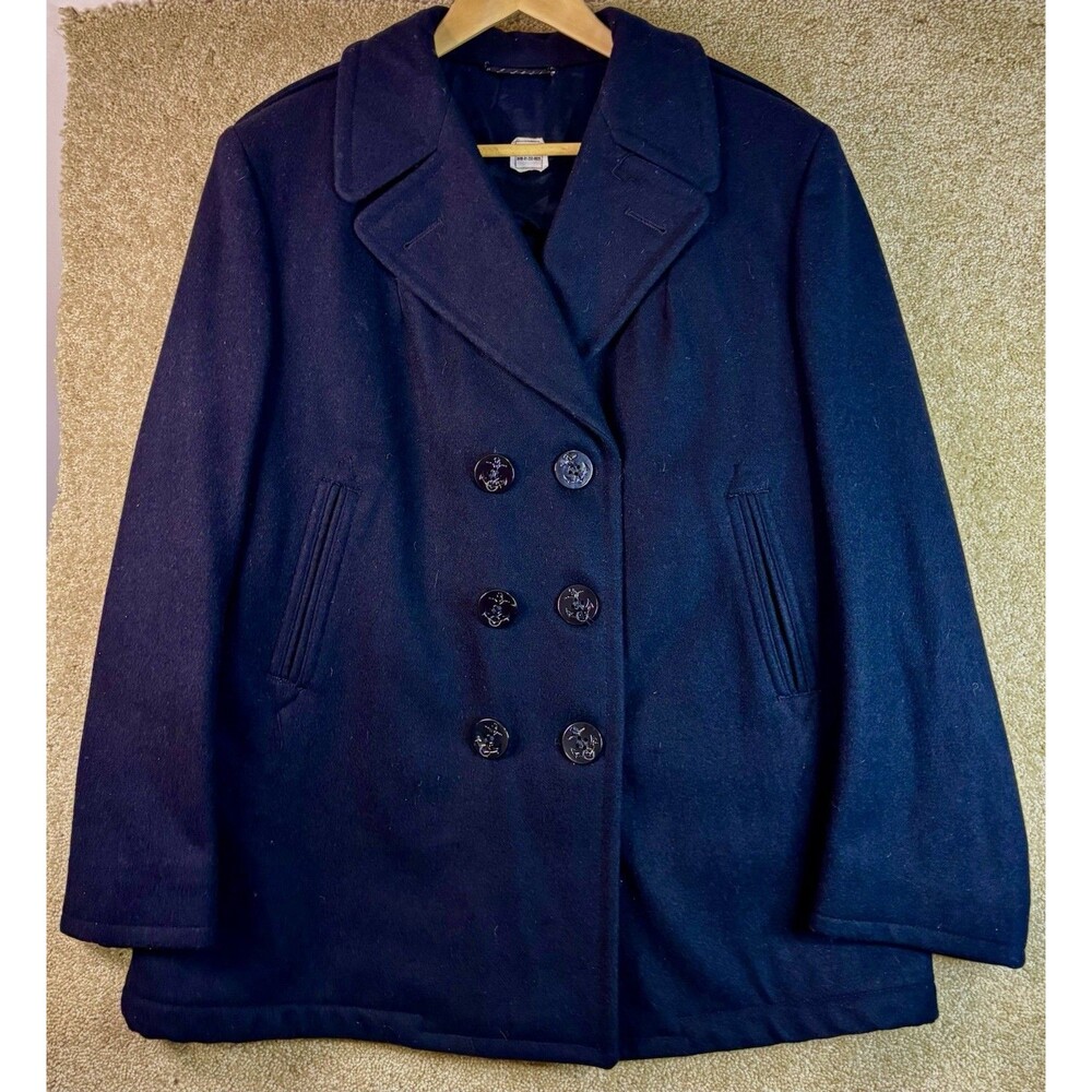 Vintage US NAVY Issue Women’s 100% Wool Overcoat Peacoat 14R Enlisted